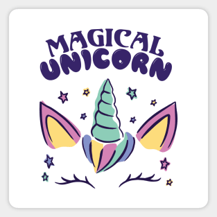 Cute Magical Unicorn Rainbow Horn Girl Magnet